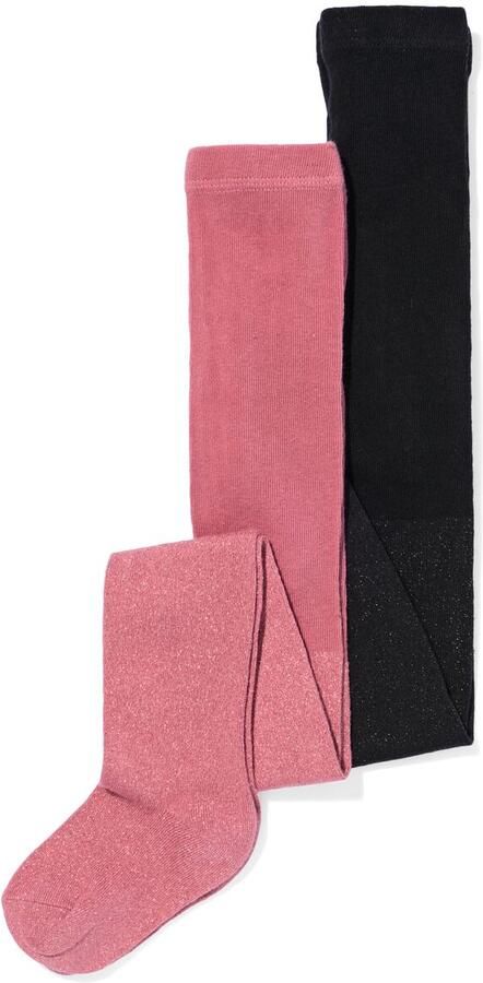 HEMA Meisjesmaillot Glitter 2 Paar Donkerroze (donkerroze)