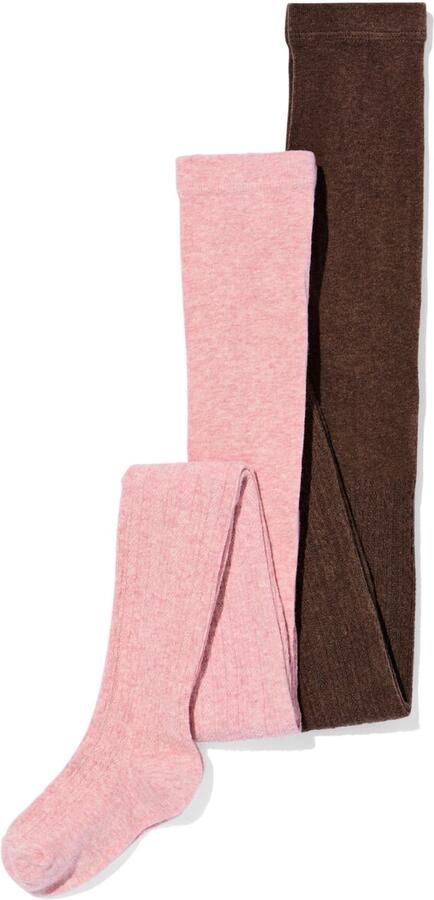 HEMA Meisjesmaillot Kabel 2 Paar Bruin (bruin) - Foto 2