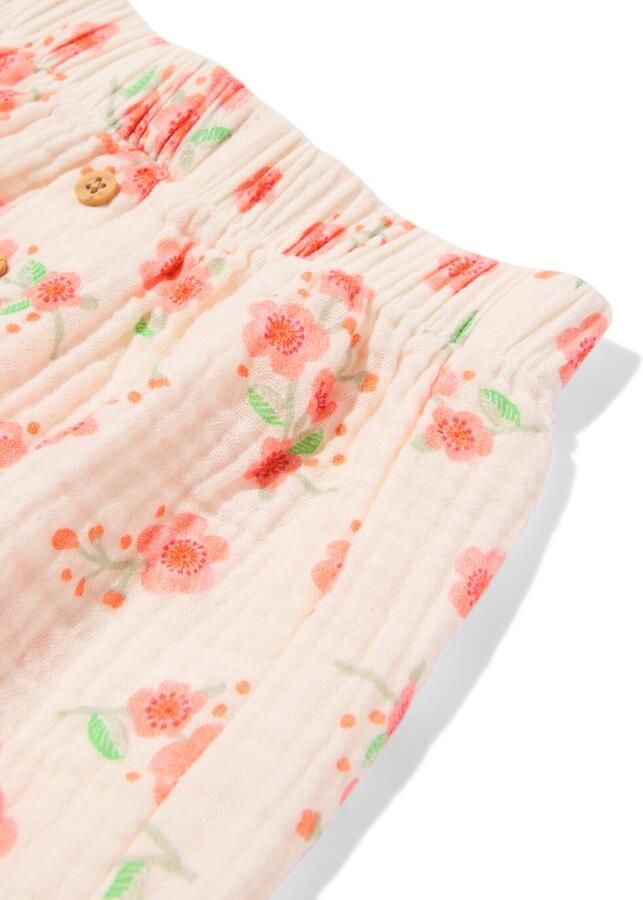 HEMA Newborn Broek Mousseline Bloemen Ecru (ecru)