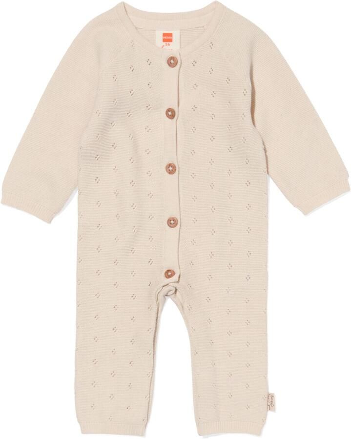 HEMA Newborn Jumpsuit Ajour Ongebleekt Ecru