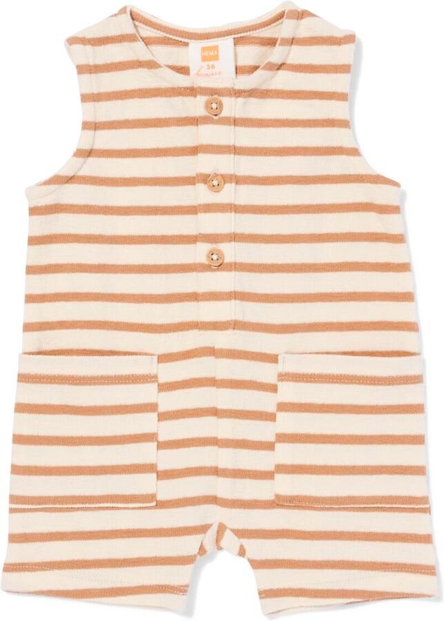 HEMA Newborn Jumpsuit Jersey Strepen Bruin (bruin)