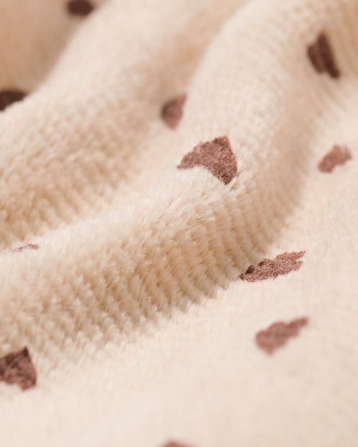 HEMA Newborn Jumpsuit Velours Hartjes Lichtbruin (lichtbruin)