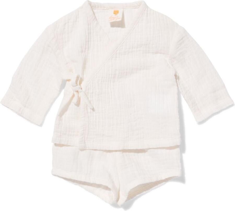 HEMA Newborn Kledingset Mousseline Gebroken Wit (gebroken wit)