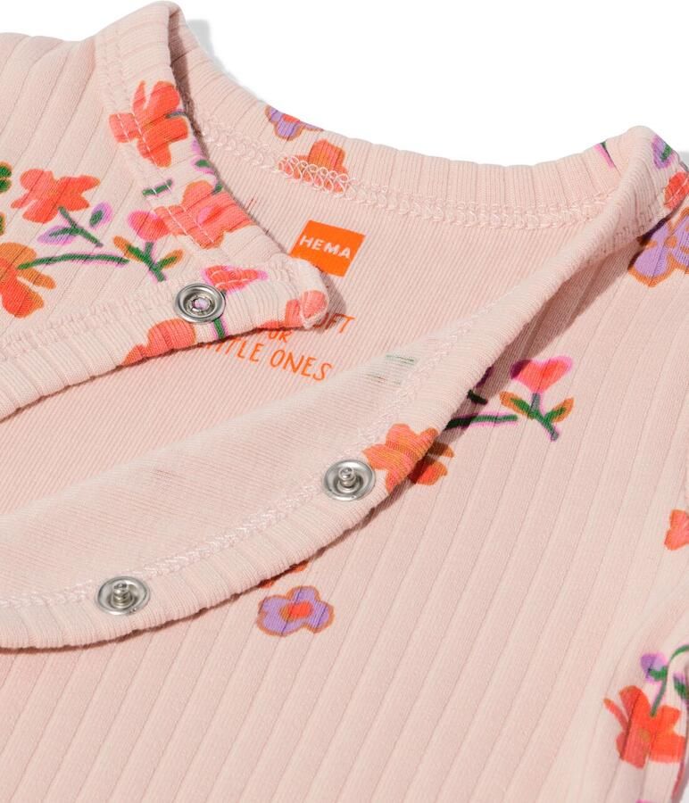 HEMA Newborn Meegroei Boxpakje LENZING™ ECOVERO™ Rib Bloemen Lichtroze (lichtroze)