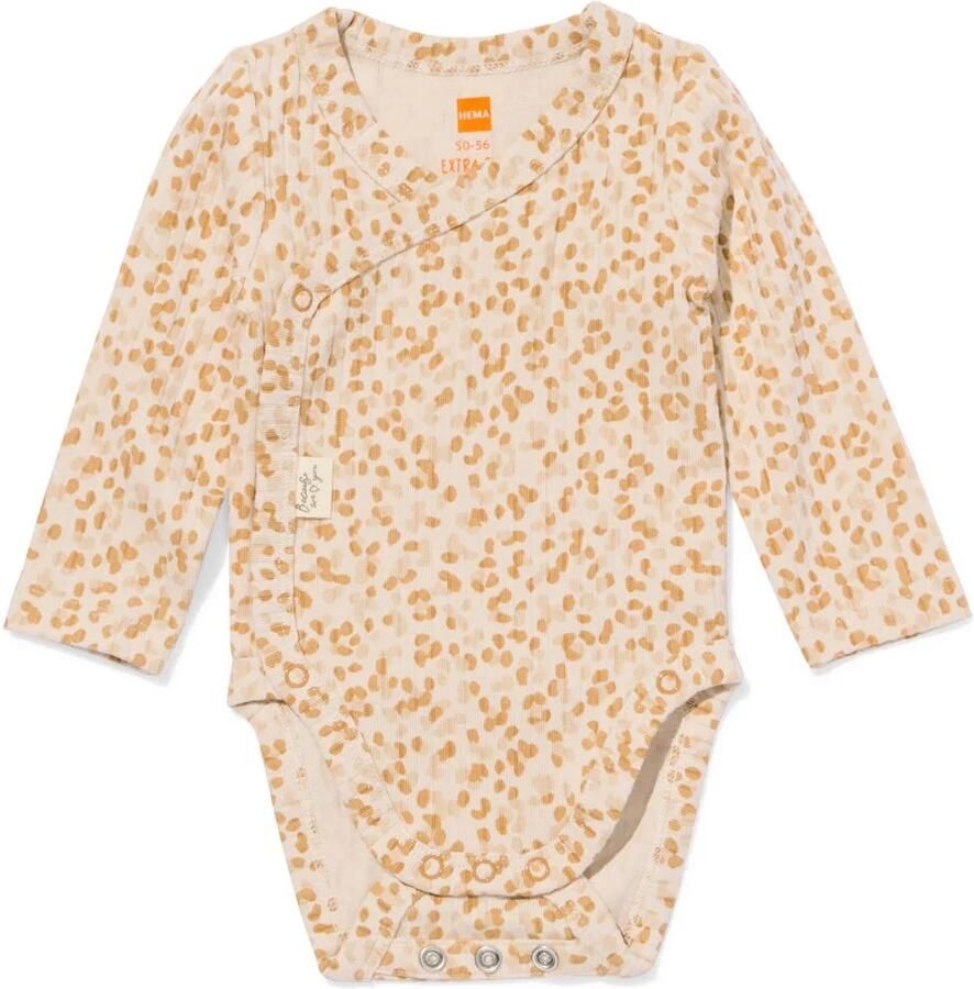 HEMA Newborn Meegroei Overslagromper LENZING™ ECOVERO™ Rib Animal Ecru (ecru)