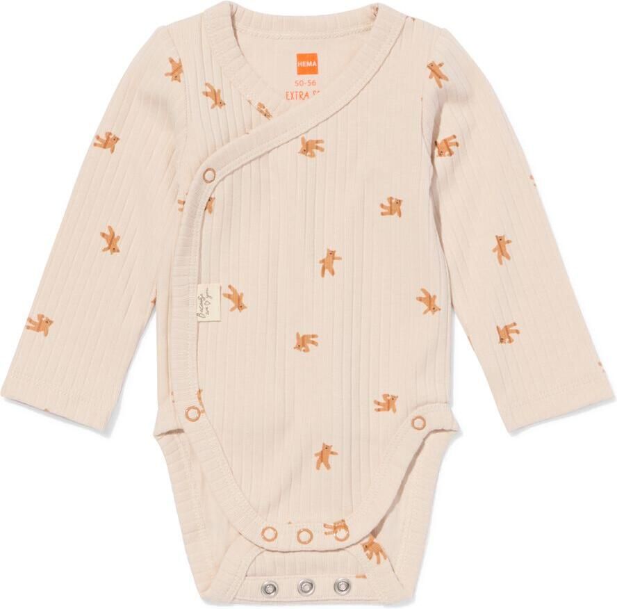 HEMA Newborn Meegroei Overslagromper LENZING™ ECOVERO™ Rib Beertjes Ecru (ecru) - Foto 2