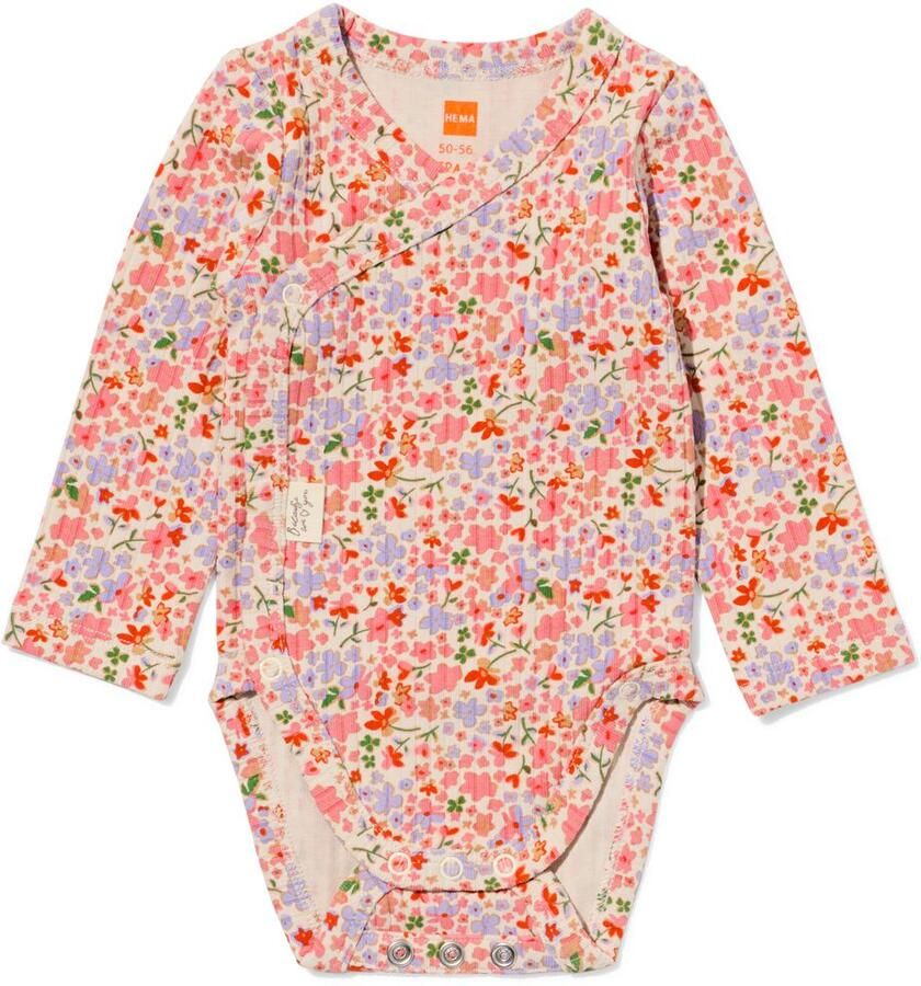HEMA Newborn Meegroei Overslagromper LENZING™ ECOVERO™ Rib Bloemen Ecru (ecru) - Foto 2