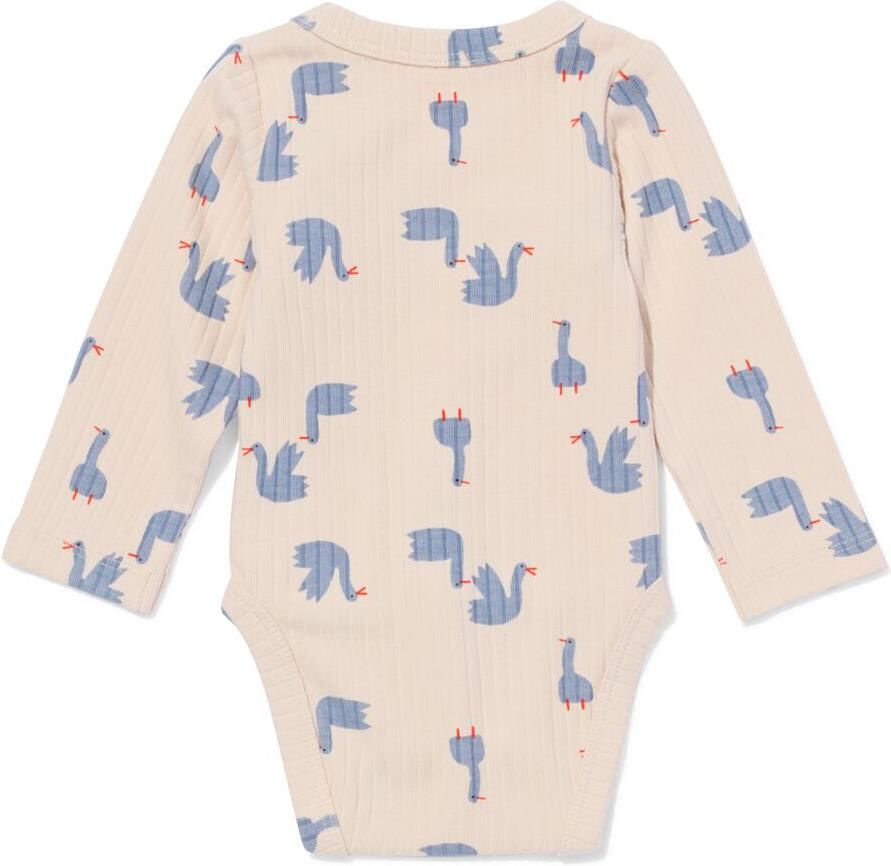 HEMA Newborn Meegroei Overslagromper LENZING™ ECOVERO™ Rib Eendjes Ecru (ecru)