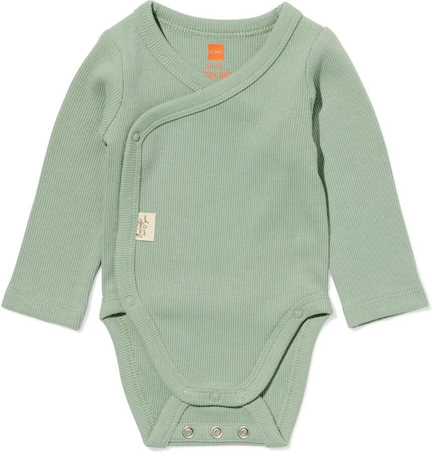 HEMA Newborn Meegroei Overslagromper LENZING™ ECOVERO™ Rib Groen (groen) - Foto 2