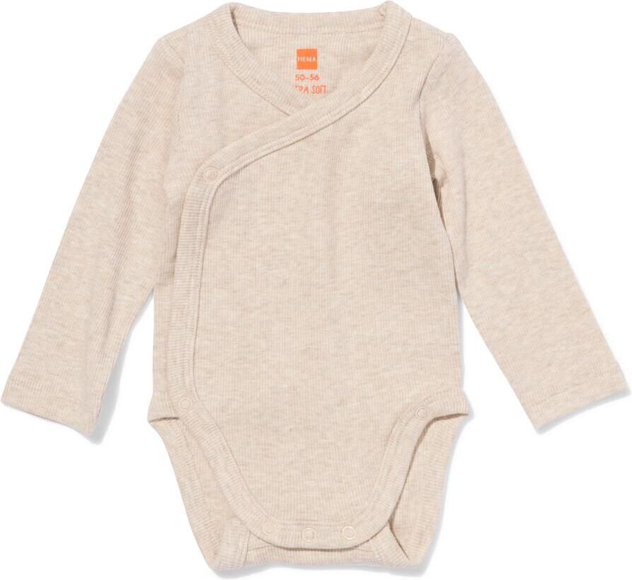 HEMA Newborn Meegroei Overslagromper LENZING™ ECOVERO™ Rib Zand (zand) - Foto 2