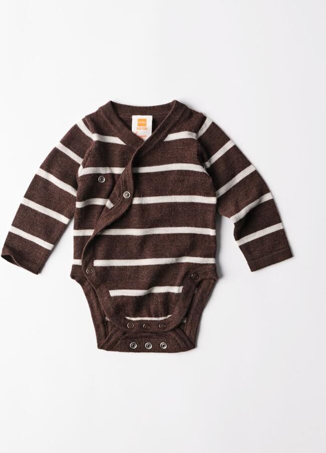 HEMA Newborn Meegroei Overslagromper Merinowol Strepen Bruin