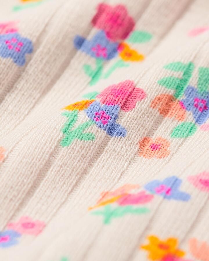 HEMA Newborn Meegroei Overslagromper Rib Bloemen Ecru (ecru) - Foto 2