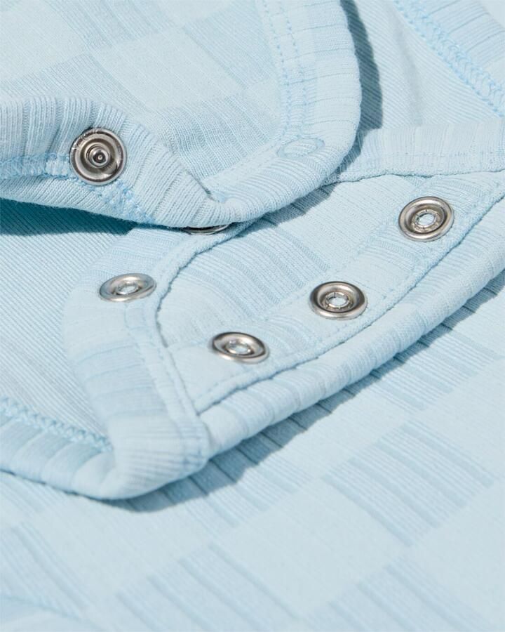 HEMA Newborn Meegroei Overslagromper Rib Blokken Lichtblauw (lichtblauw)