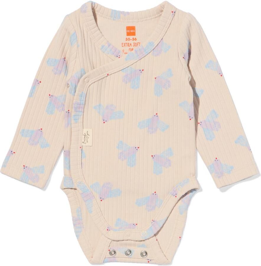 HEMA Newborn Meegroei Overslagromper Rib Dieren Ecru (ecru) - Foto 2