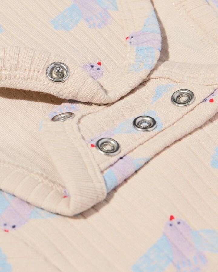 HEMA Newborn Meegroei Overslagromper Rib Dieren Ecru (ecru)