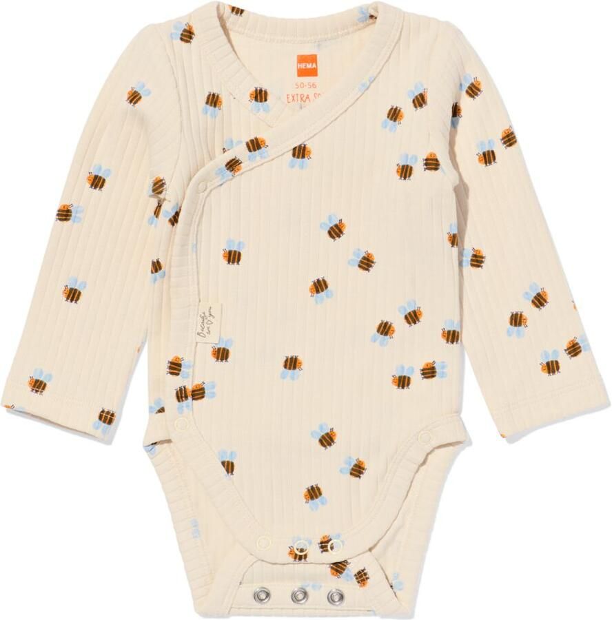 HEMA Newborn Meegroei Overslagromper Rib Dieren Ecru (ecru) - Foto 2