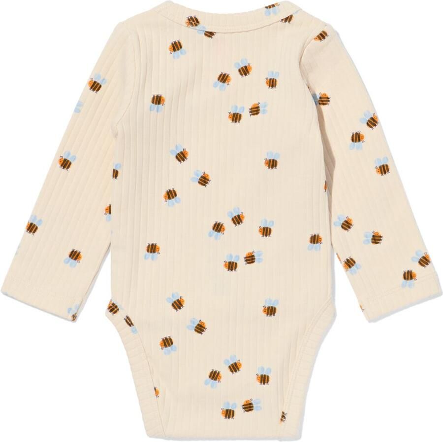 HEMA Newborn Meegroei Overslagromper Rib Dieren Ecru (ecru)