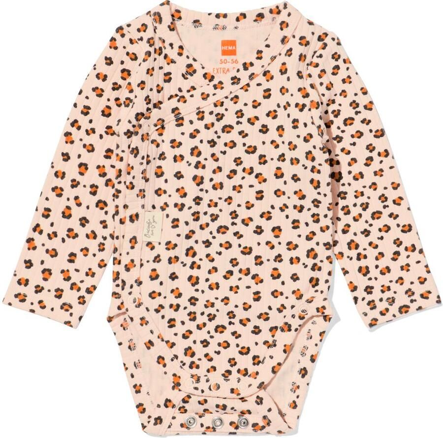 HEMA Newborn Meegroei Overslagromper Rib Dieren Zalmroze (zalmroze)
