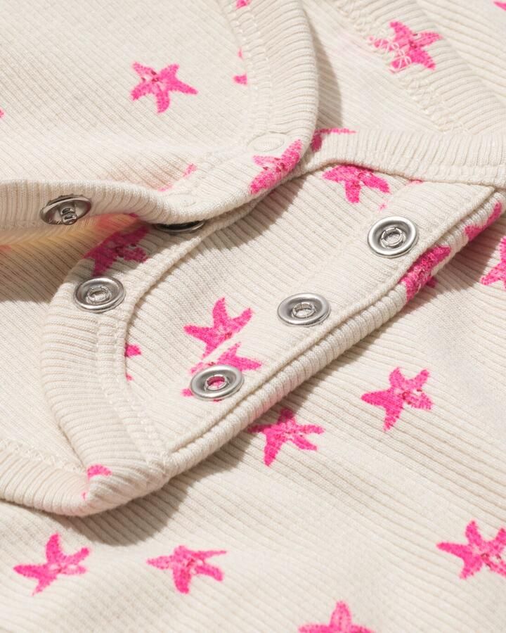 HEMA Newborn Meegroei Overslagromper Rib Ecru (ecru)