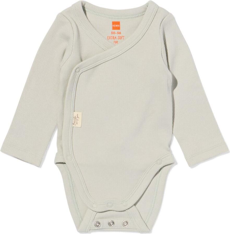 HEMA Newborn Meegroei Overslagromper Rib Lichtgroen (lichtgroen) - Foto 2
