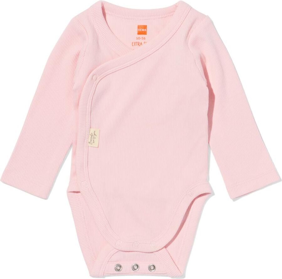 HEMA Newborn Meegroei Overslagromper Rib Lichtroze (lichtroze)