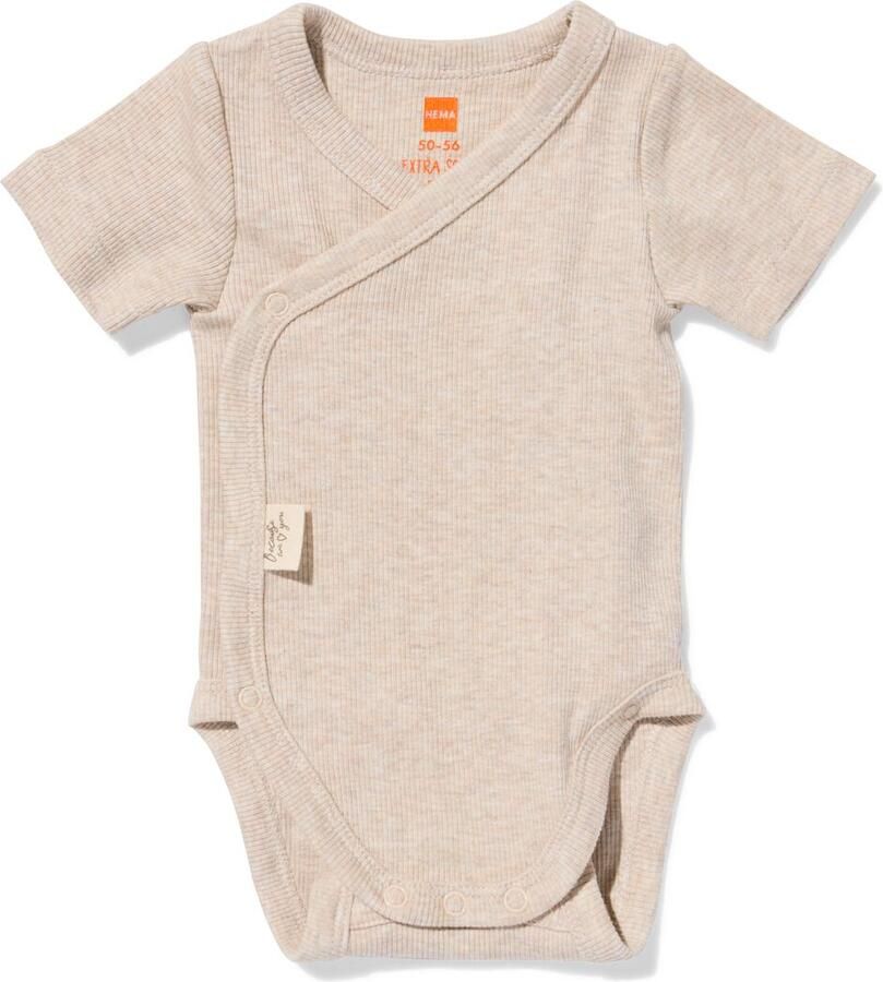 HEMA Newborn Meegroei Overslagromper Rib Zand (zand) - Foto 2