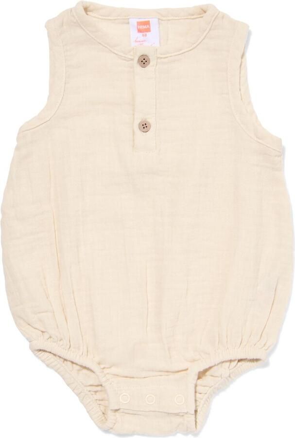 HEMA Newborn Romper Mousseline Ecru (ecru)