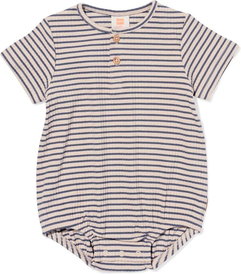 HEMA Newborn Romper Rib Strepen Donkergrijs (donkergrijs) - Foto 2