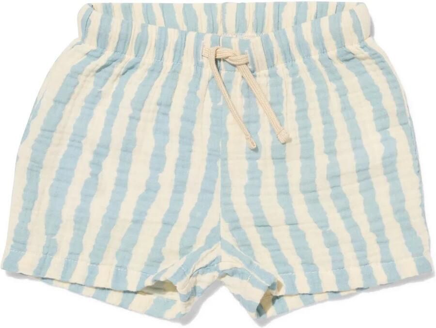 HEMA Newborn Short Comfort Fit Mousseline Strepen Blauw (blauw)