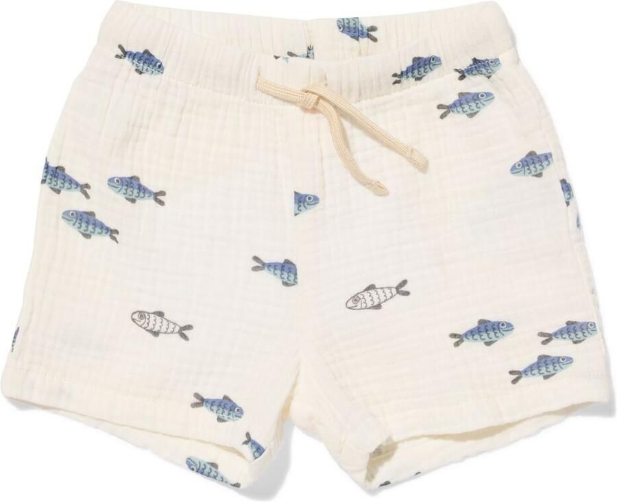 HEMA Newborn Short Comfy Fit Mousseline Dieren Gebroken Wit (gebroken wit)