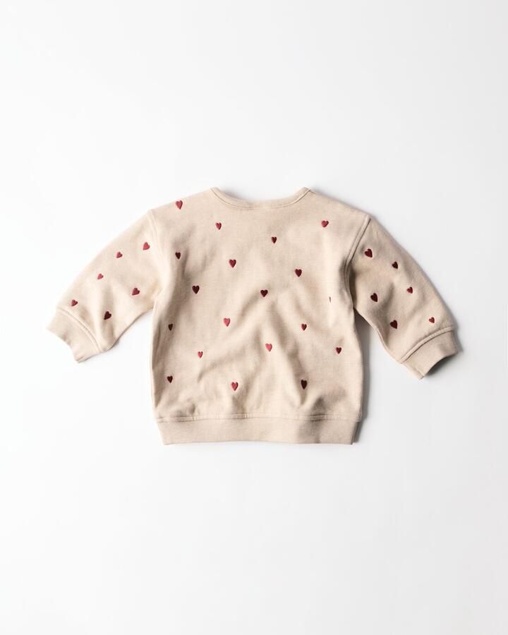HEMA Newborn Sweater Sweatstof Hartjes Zand - Foto 2