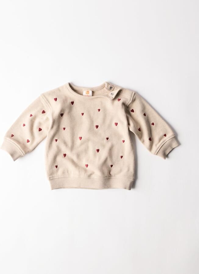 HEMA Newborn Sweater Sweatstof Hartjes Zand