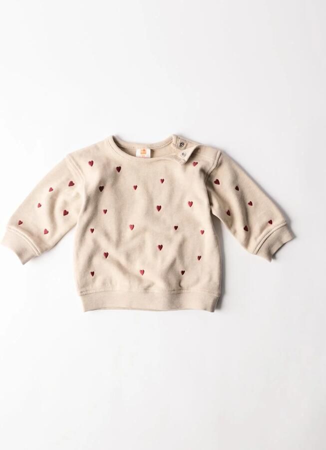 HEMA Newborn Sweater Sweatstof Hartjes Zand