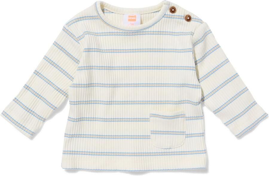 HEMA Newborn T-shirt Jersey Strepen Gebroken Wit (gebroken wit) - Foto 2