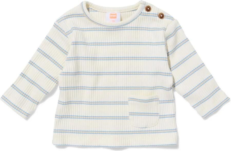 HEMA Newborn T-shirt Jersey Strepen Gebroken Wit (gebroken wit)