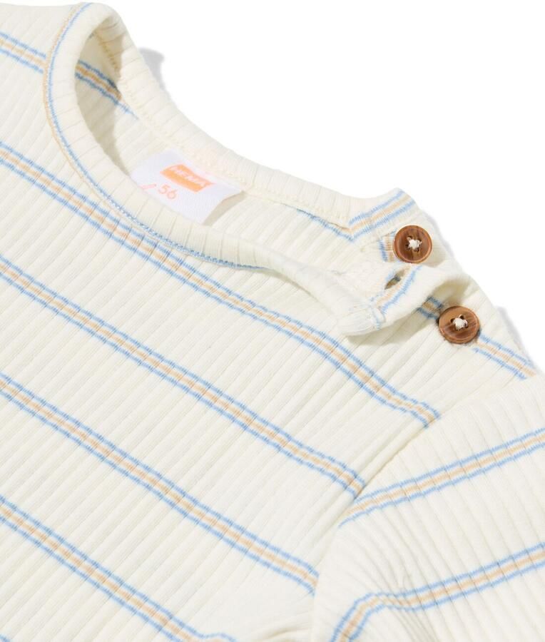 HEMA Newborn T-shirt Jersey Strepen Gebroken Wit (gebroken wit) - Foto 2