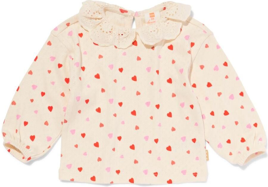 HEMA Newborn T-shirt Met Kraag Hartjes Ecru (ecru) - Foto 2