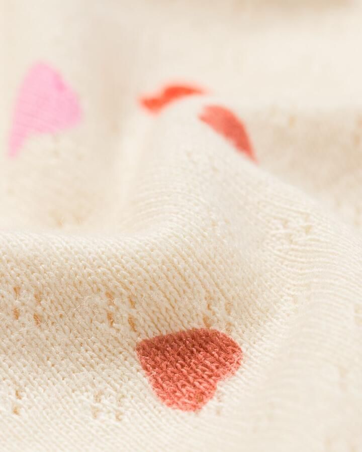 HEMA Newborn T-shirt Met Kraag Hartjes Ecru (ecru)