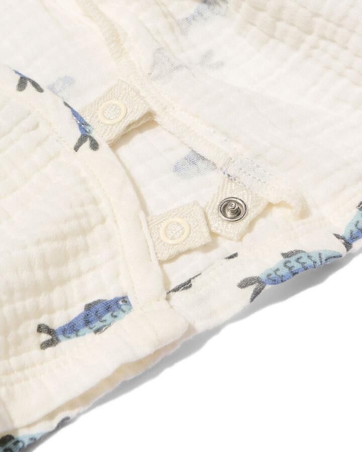 HEMA Newborn T-shirt Mousseline Dierenprint Met Overslag Gebroken Wit (gebroken wit) - Foto 2