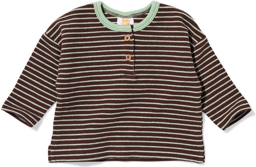 HEMA Newborn T-shirt Wafel Strepen Groen (groen)