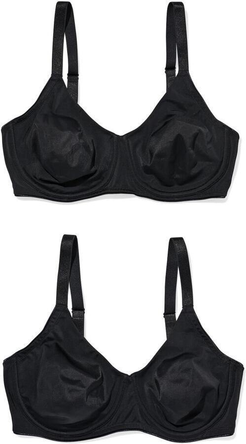 HEMA Niet Voorgevormde Bh Met Beugel E-F 2 Stuks Zwart (zwart)
