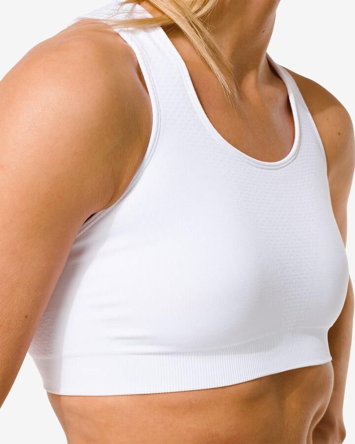 HEMA Niet Voorgevormde Sporttop Medium Support Zonder Beugel Naadloos Wit