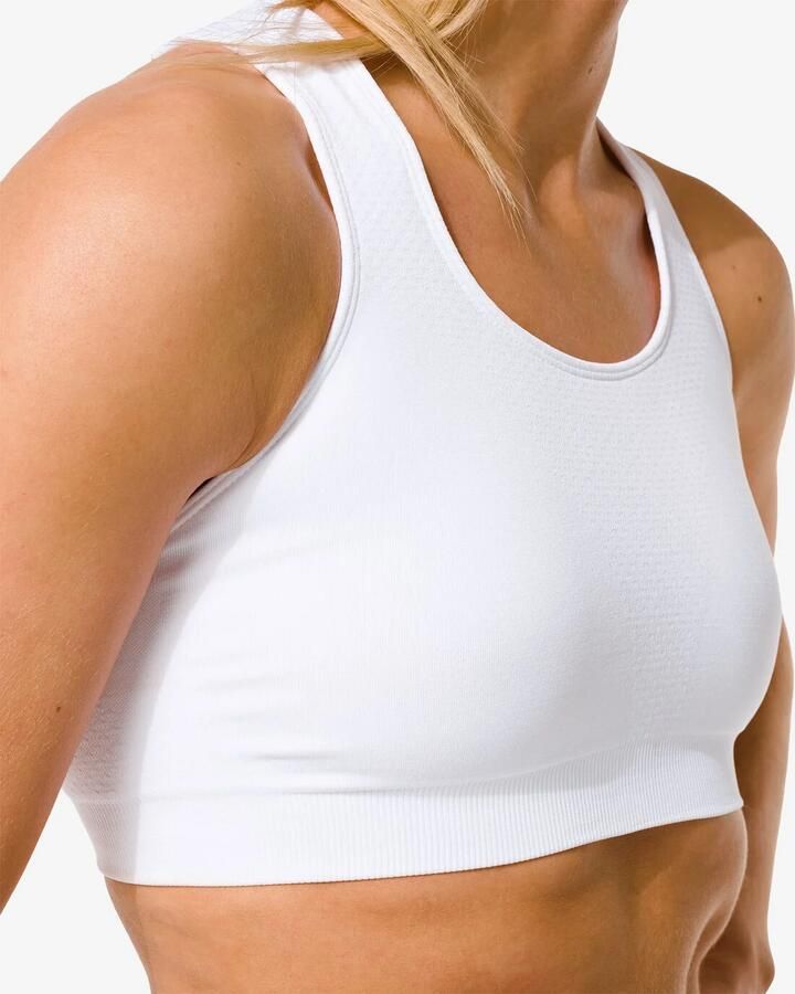 HEMA Niet Voorgevormde Sporttop Medium Support Zonder Beugel Naadloos Wit (wit)