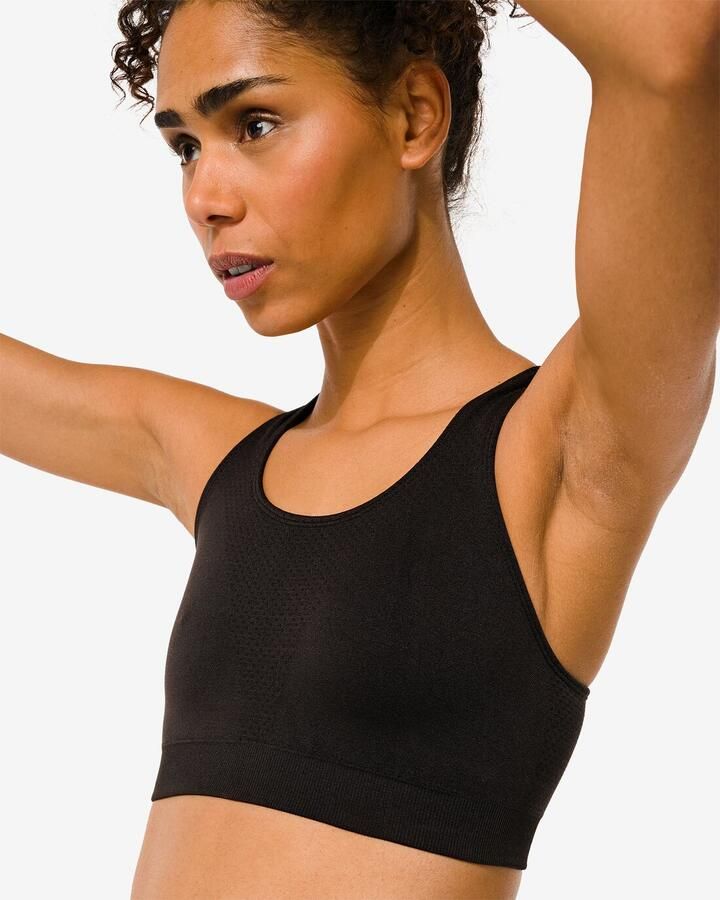 HEMA Niet Voorgevormde Sporttop Medium Support Zonder Beugel Naadloos Zwart - Foto 2