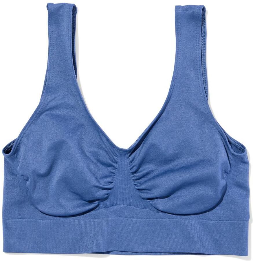 HEMA Niet Voorgevormde Top Zonder Beugel Naadloos Middenblauw (middenblauw)