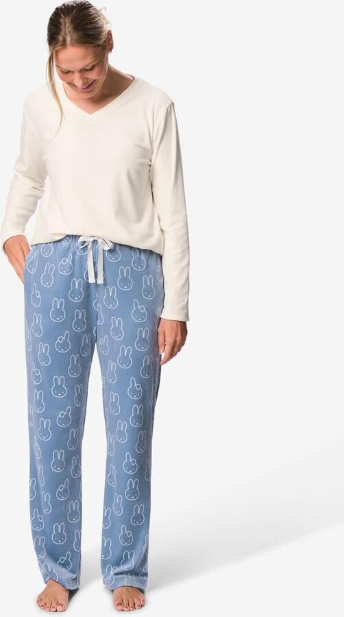 HEMA Nijntje Damesbroek Loose Fit Velours Blauw (blauw)