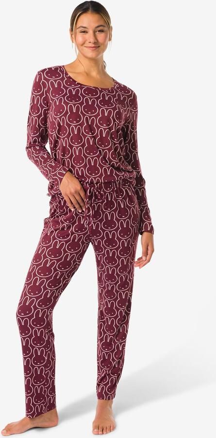 HEMA Nijntje Damespyjama Micro Bordeauxrood (bordeauxrood) - Foto 2
