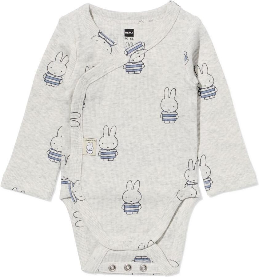 HEMA Nijntje Newborn Meegroei Overslagromper Rib Grijsmelange (grijsmelange) - Foto 2