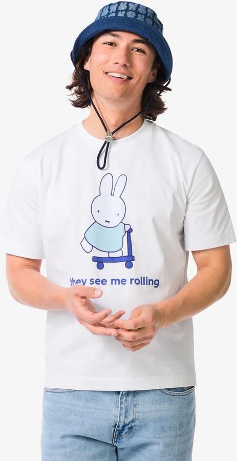 HEMA Nijntje T-shirt Voor Volwassenen 'they See Me Rolling' Maat M (wit)