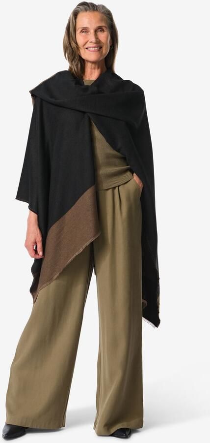 HEMA Omkeerbare Damesponcho Bruin-zwart - Foto 2